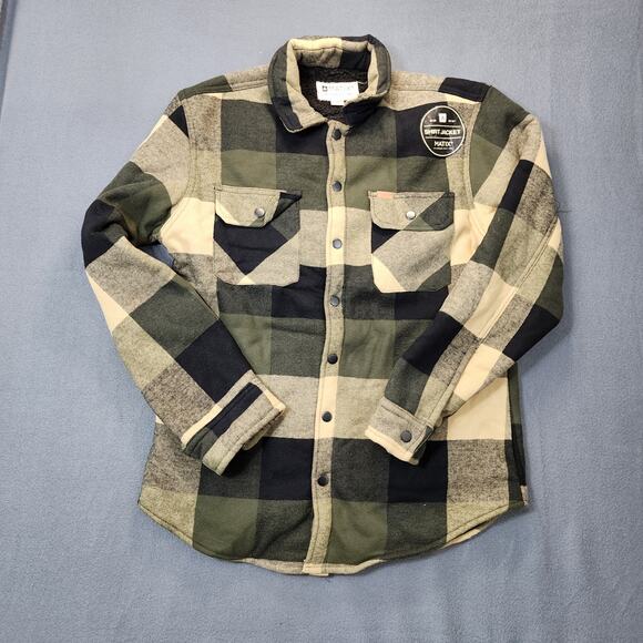 Matix Mens Shirt Jacket Shacket Medium Plaid Fleece Lined Snap Front Outdoors - Picture 15 of 15